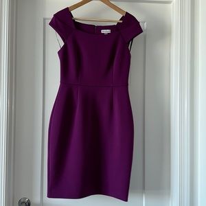 💐 NWT! Purple CALVIN KLEIN Cap Sleeve Sheath Dress - Size 8